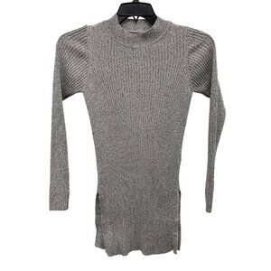 Top Shop Women’s Gray Knit Long Sleeve Mock Neck Long Sweater Size 2 NWOT